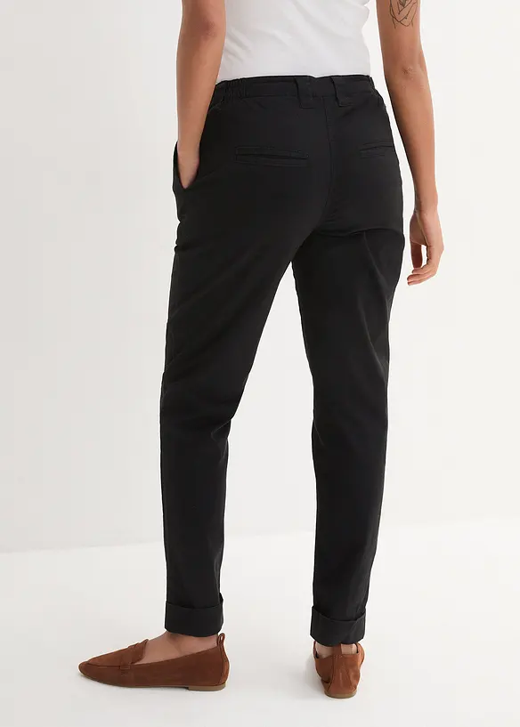 Knöchellange Chinohose aus elastischem Baumwoll-Mix in schwarz von hinten - bonprix Knöchellange Chinohose aus elastischem Baumwoll-Mix in schwarz von hinten - bonprix