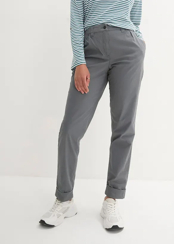 Knöchellange Chinohose aus elastischem Baumwoll-Mix in grün von vorne - bonprix Knöchellange Chinohose aus elastischem Baumwoll-Mix in grün von vorne - bonprix