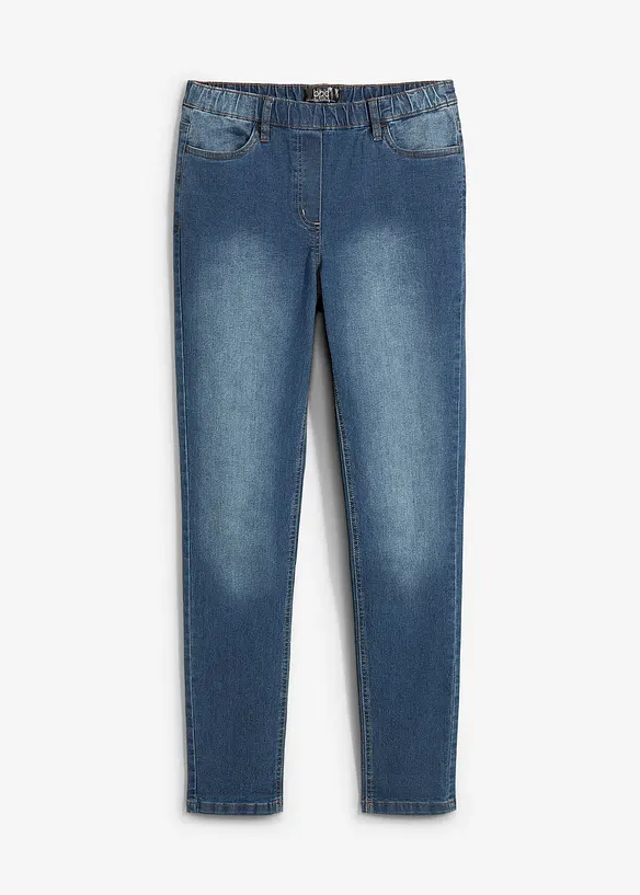 Jeggings Mid Waist, Bequembund in blau von vorne - bonprix