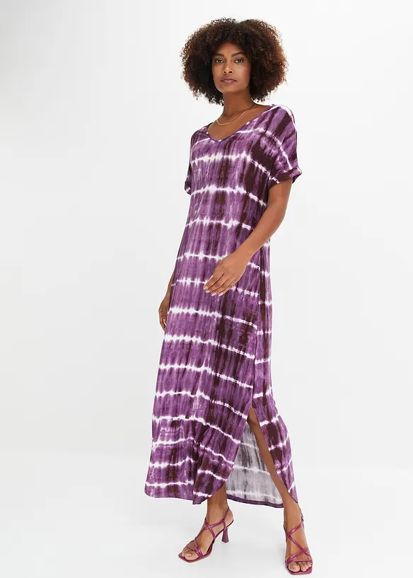 Maxikleid aus fließender Viskose in lila von vorne (Totalaufnahme) - bonprix