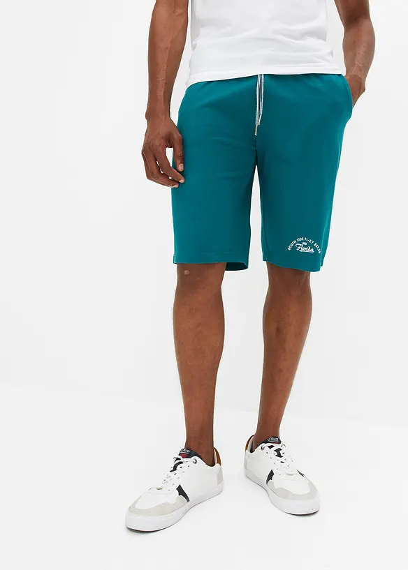 Jersey-Bermuda aus reiner Bio-Baumwolle in petrol von vorne - bonprix