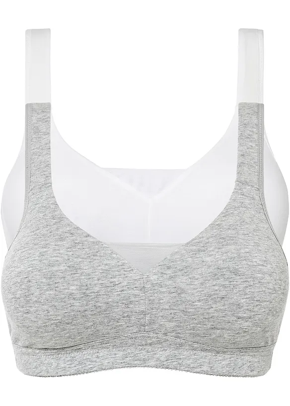 T-Shirt-BH ohne Bügel mit Baumwolle (2er Pack) in weiß von vorne - bonprix