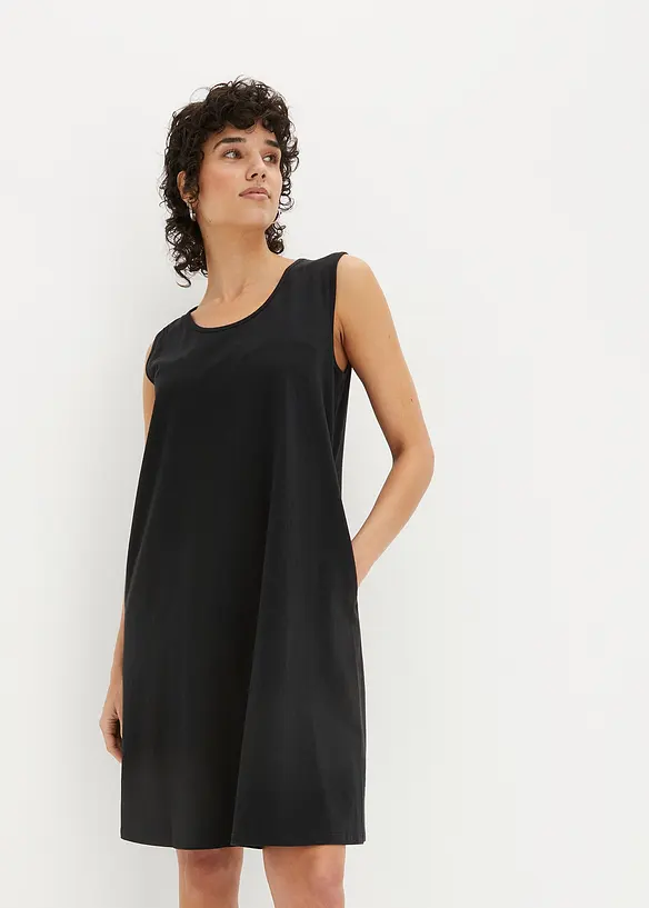Jerseykleid mit reiner Bio-Baumwolle in schwarz von vorne (Totalaufnahme) - bonprix Jerseykleid mit reiner Bio-Baumwolle in schwarz von vorne (Totalaufnahme) - bonprix