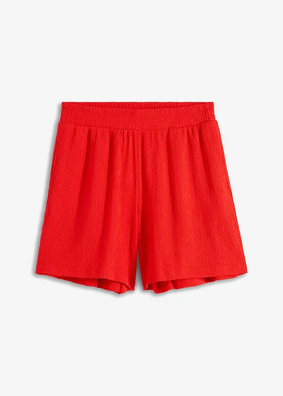 Shorts mit hohem Bund aus Strukturjersey in rot von vorne - bonprix