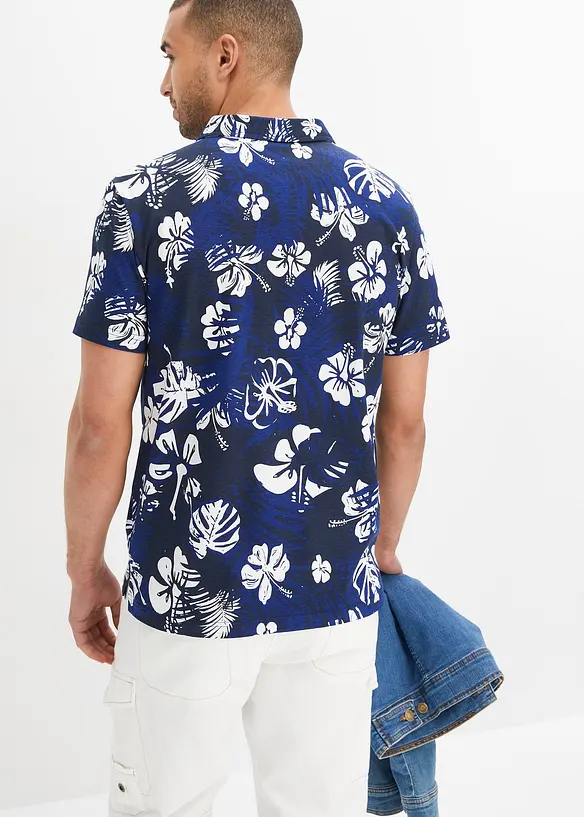 Poloshirt aus reiner Bio-Baumwolle in blau von hinten (im Anschnitt) - bonprix