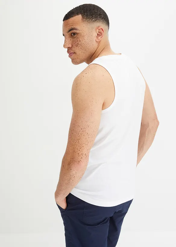 Muskel-Shirt aus reiner Bio-Baumwolle in weiß von hinten (im Anschnitt) - bonprix