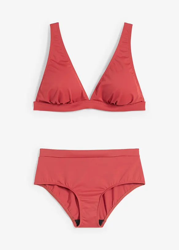 Bustier Bikini (2-tlg.Set) aus recyceltem Polyamid in rot von vorne - bpc bonprix collection