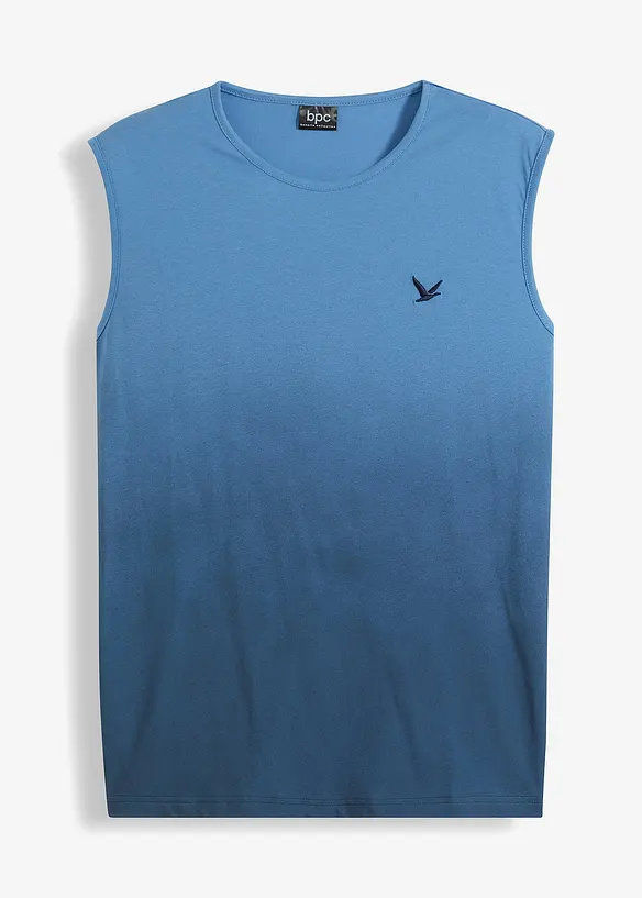 Muskelshirt aus reiner Baumwolle in blau von vorne - bonprix