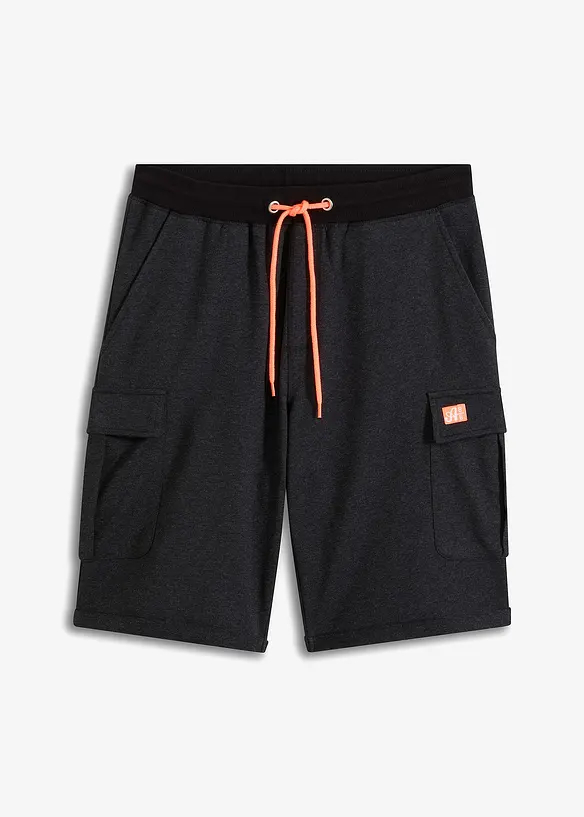 Cargo-Sweat-Bermuda in Regular Fit in schwarz von vorne - bonprix