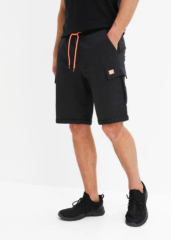 Cargo-Sweat-Bermuda in Regular Fit in schwarz von vorne - bonprix