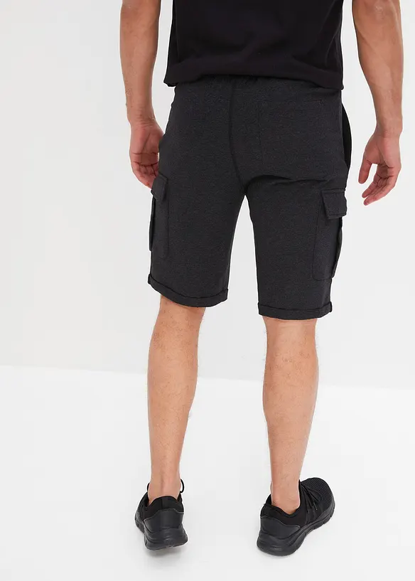 Cargo-Sweat-Bermuda in Regular Fit in schwarz von hinten - bonprix