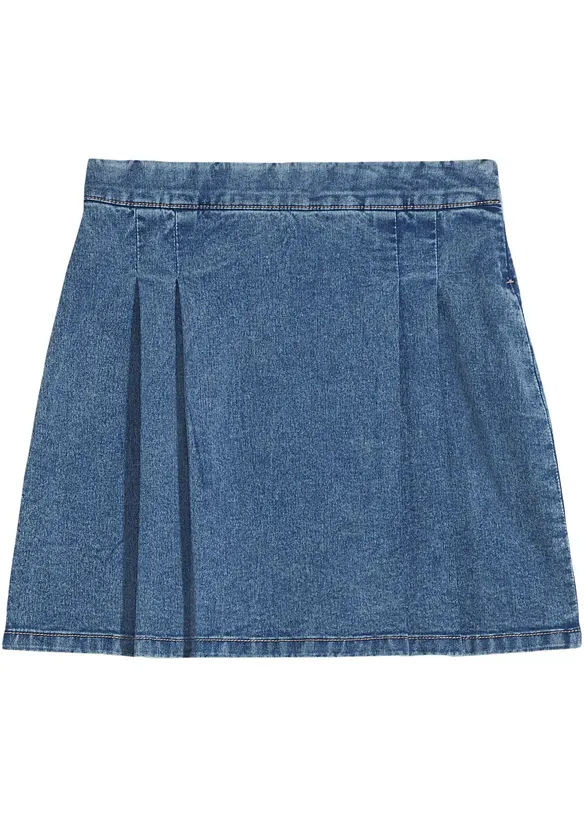 Trendy Mini-Jeansrock Mit Falten - Blau - Damen