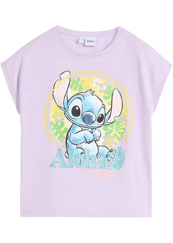 Disney Stitch T-Shirt in lila von vorne - Lilo & Stitch