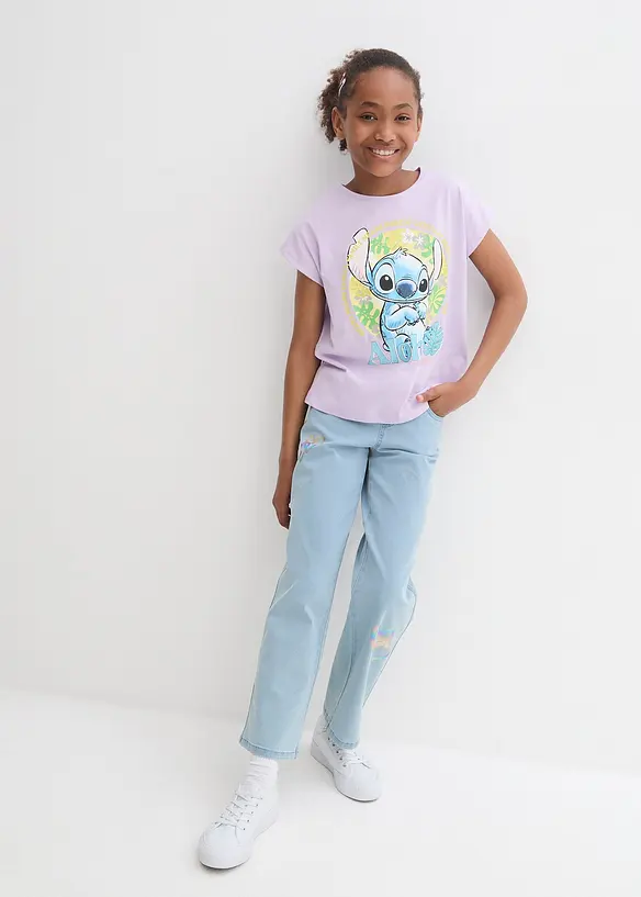 Disney Stitch T-Shirt in lila im Look von vorne (Totalaufnahme) - Lilo & Stitch