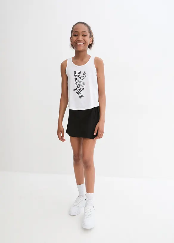 Top und Hosenrock (2tlg. Set) in schwarz von vorne (Totalaufnahme) - bonprix