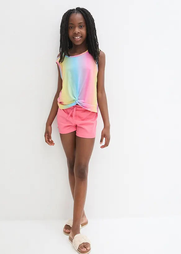 Top und Shorts (2-tlg.Set) in pink von vorne (Totalaufnahme) - bonprix
