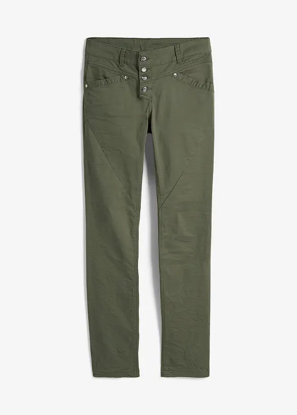 Hose mit Crash-Effekt aus Baumwoll-Mix in grün von vorne - bonprix Hose mit Crash-Effekt aus Baumwoll-Mix in grün von vorne - bonprix