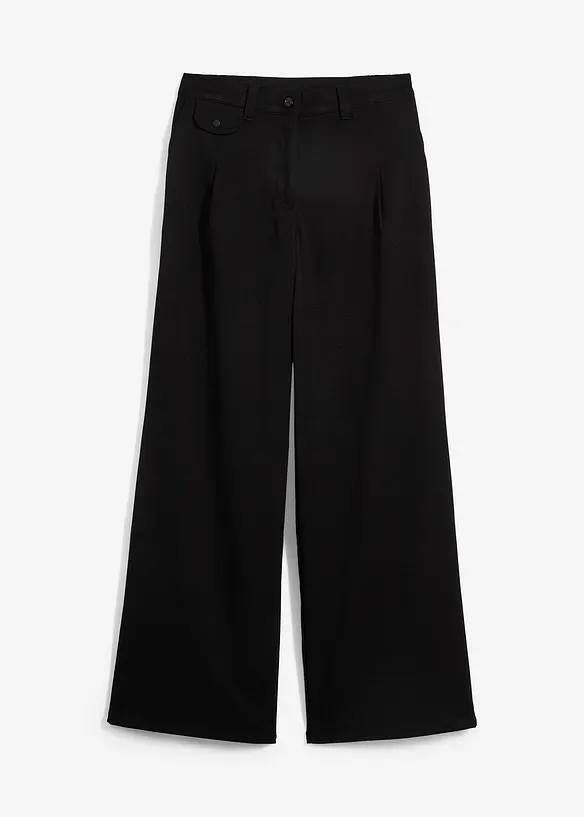 Weite Marlenehose mit hohem Bund in schwarz von vorne - bonprix