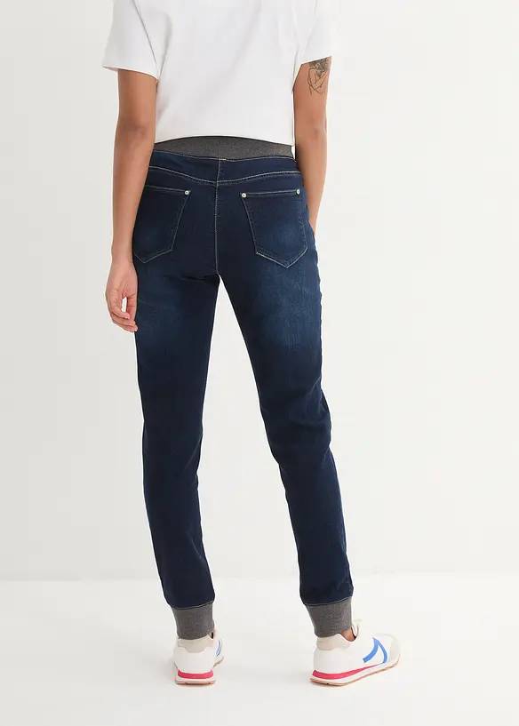 Boyfriend Jeans Mid Waist, Bequembund in blau von hinten - bonprix