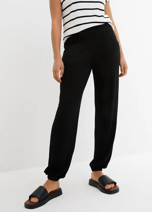Jersey-Hose mit Bequembund in schwarz von vorne - bonprix Jersey-Hose mit Bequembund in schwarz von vorne - bonprix