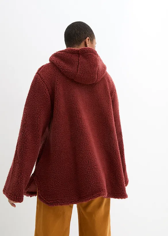 Teddy-Fleece Jacke in A-Linie mit Seitenschlitzen in braun von hinten (im Anschnitt) - bonprix Teddy-Fleece Jacke in A-Linie mit Seitenschlitzen in braun von hinten (im Anschnitt) - bonprix