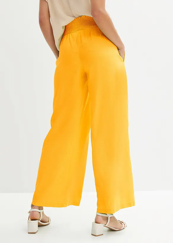 Marlenehose aus luftigem Leinen-Mix in gelb von hinten - bonprix Marlenehose aus luftigem Leinen-Mix in gelb von hinten - bonprix