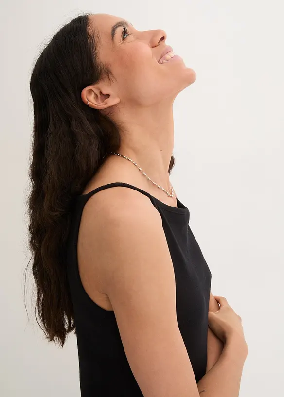 Shirtkleid aus Bio-Baumwolle mit Stretch in schwarz (Detailaufnahme) - bonprix