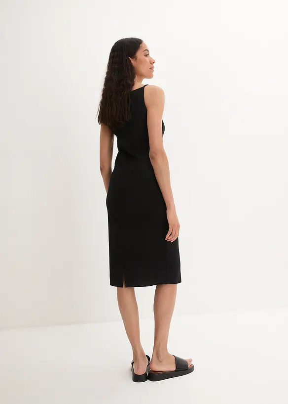 Shirtkleid aus Bio-Baumwolle mit Stretch in schwarz von hinten (Totalaufnahme) - bonprix