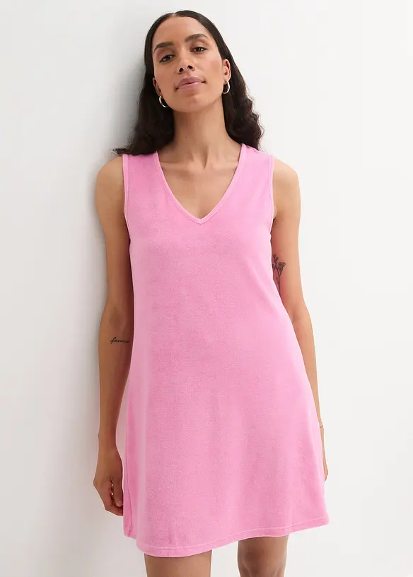 Frottee-Kleid aus Baumwoll-Mix in rosa von vorne (Totalaufnahme) - bonprix Frottee-Kleid aus Baumwoll-Mix in rosa von vorne (Totalaufnahme) - bonprix