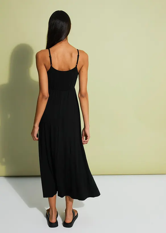 Midikleid aus softem Viskose-Mix in schwarz von hinten (Totalaufnahme) - bonprix Midikleid aus softem Viskose-Mix in schwarz von hinten (Totalaufnahme) - bonprix