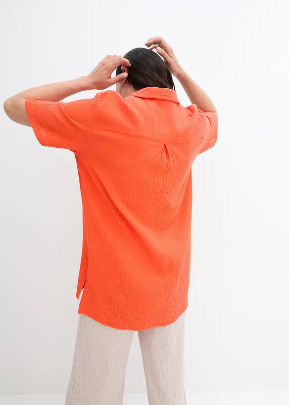 Musselin-Hemdbluse aus reiner Baumwolle in rot von hinten (im Anschnitt) - bonprix Musselin-Hemdbluse aus reiner Baumwolle in rot von hinten (im Anschnitt) - bonprix