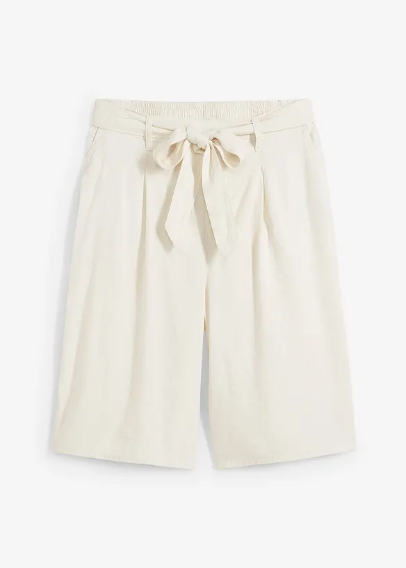 Leinen-Bermuda mit weitem Bein in beige von vorne - bonprix Leinen-Bermuda mit weitem Bein in beige von vorne - bonprix