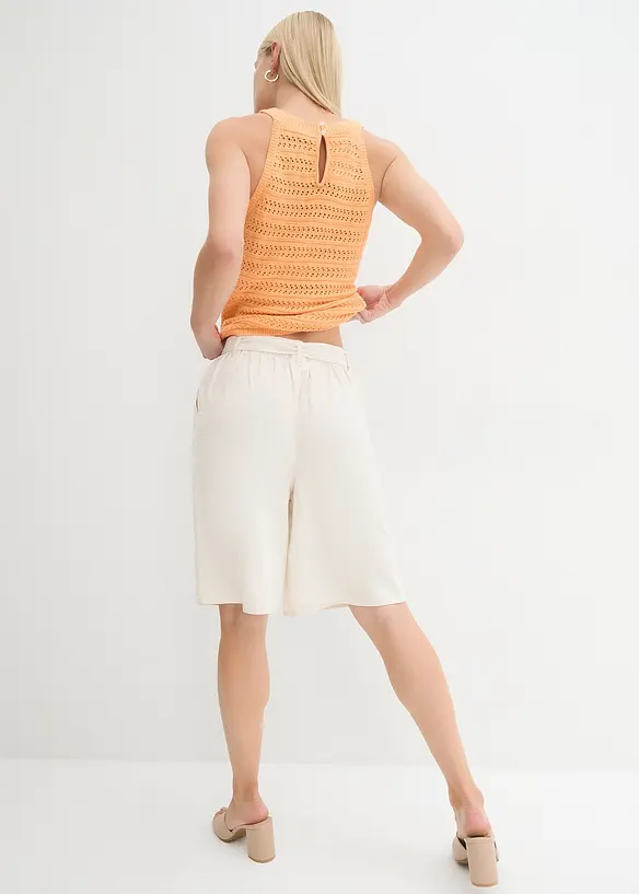 Leinen-Bermuda mit weitem Bein in beige von hinten - bonprix Leinen-Bermuda mit weitem Bein in beige von hinten - bonprix