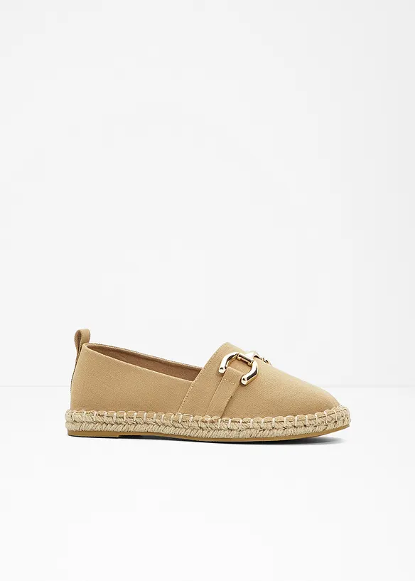 Espadrilles mit Schnalle in beige von vorne - bonprix
