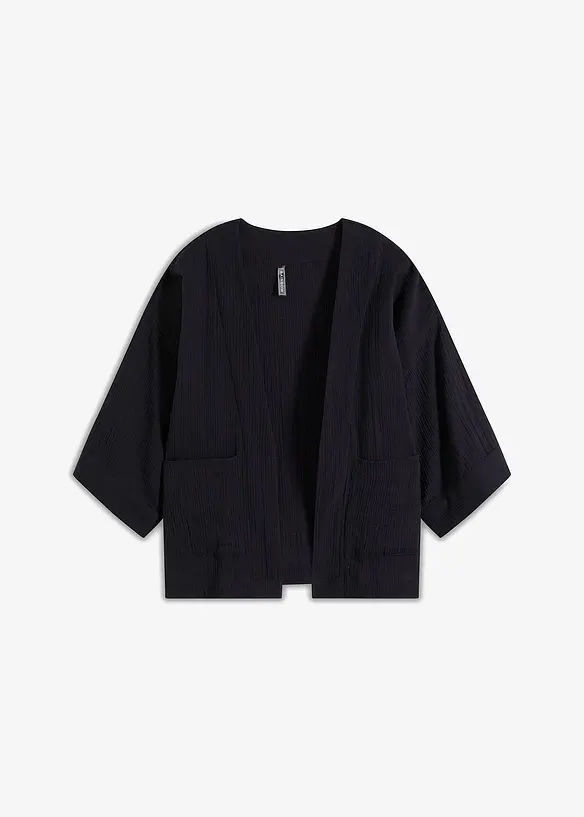 Kimono aus luftigem Musselin in schwarz von vorne - bonprix Kimono aus luftigem Musselin in schwarz von vorne - bonprix