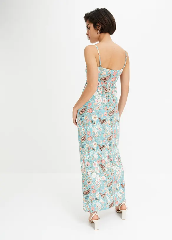 Maxikleid aus fließendem Viskose-Mix in blau von hinten (Totalaufnahme) - bonprix Maxikleid aus fließendem Viskose-Mix in blau von hinten (Totalaufnahme) - bonprix