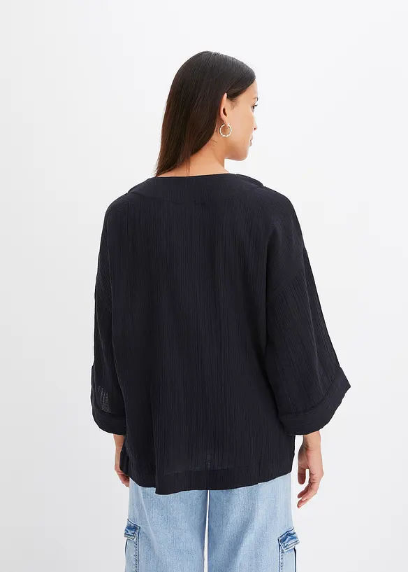 Kimono aus luftigem Musselin in schwarz von hinten (im Anschnitt) - bonprix Kimono aus luftigem Musselin in schwarz von hinten (im Anschnitt) - bonprix