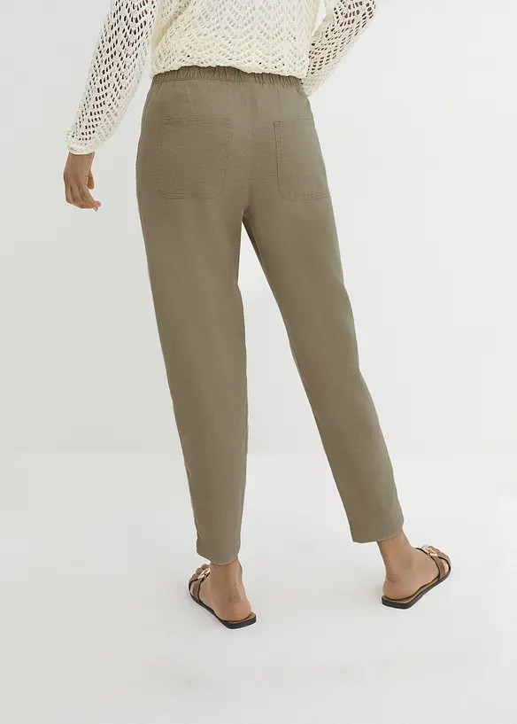 Knöchelfreie Hose mit Leinen in grün von hinten - bonprix Knöchelfreie Hose mit Leinen in grün von hinten - bonprix