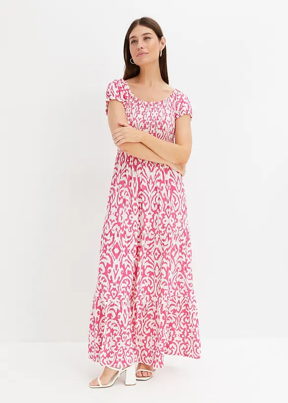 Maxikleid aus fließendem Viskose-Mix in pink von vorne (Totalaufnahme) - bonprix Maxikleid aus fließendem Viskose-Mix in pink von vorne (Totalaufnahme) - bonprix