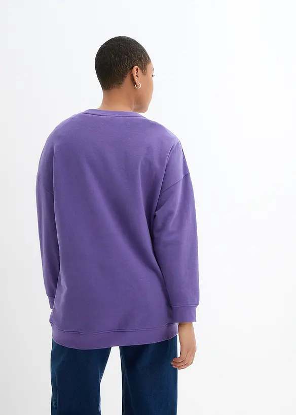 Oversize-Sweatshirt aus Baumwoll-Mix in lila von hinten (im Anschnitt) - bonprix Oversize-Sweatshirt aus Baumwoll-Mix in lila von hinten (im Anschnitt) - bonprix