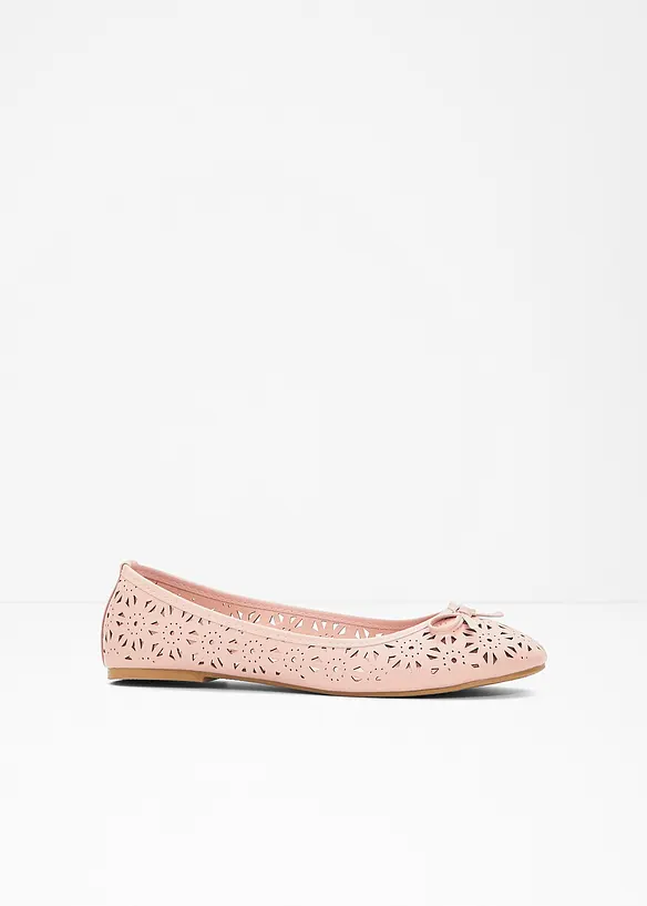 Ballerinas in bequemer Weite in rosa von vorne - bonprix