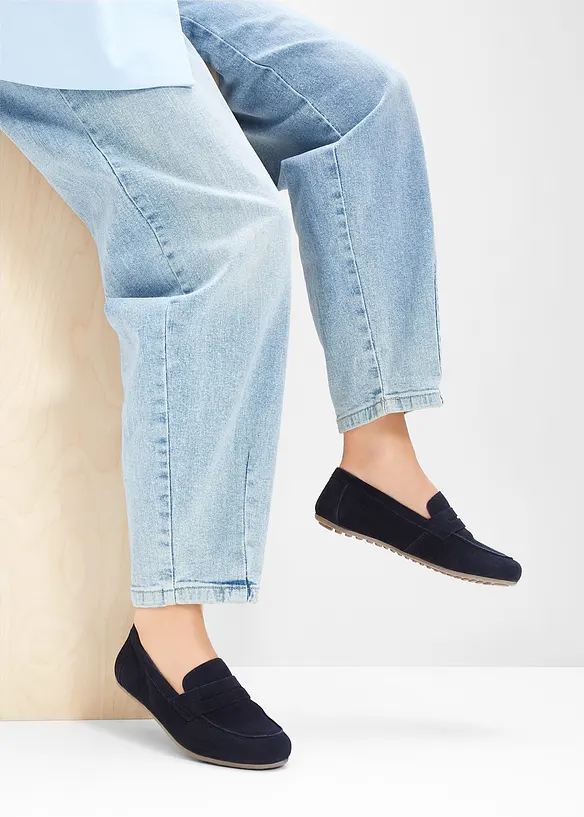 Penny-Loafer aus Veloursleder in blau - bonprix
