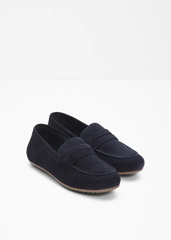 Penny-Loafer aus Veloursleder in blau - bonprix
