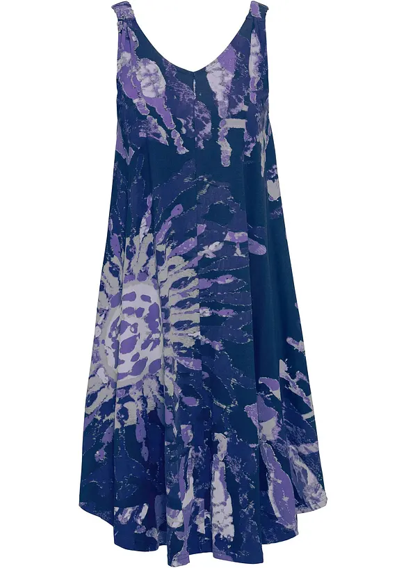 Jerseykleid aus reiner Baumwolle in blau von vorne - bonprix