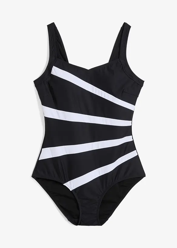 Medium Shape-Badeanzug mit Einsätzen in schwarz von vorne - bonprix