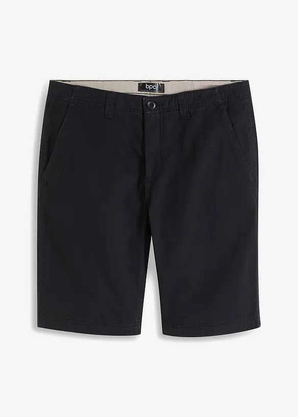 Chino-Bermuda aus reiner Baumwolle, Regular Fit in schwarz von vorne - bonprix