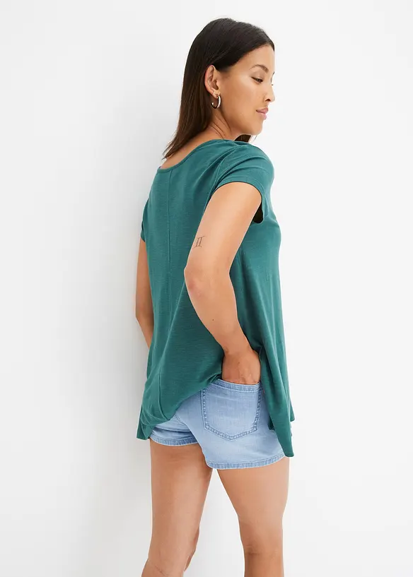Shirt aus elastischem Viskose-Mix in grün von hinten (im Anschnitt) - bonprix Shirt aus elastischem Viskose-Mix in grün von hinten (im Anschnitt) - bonprix