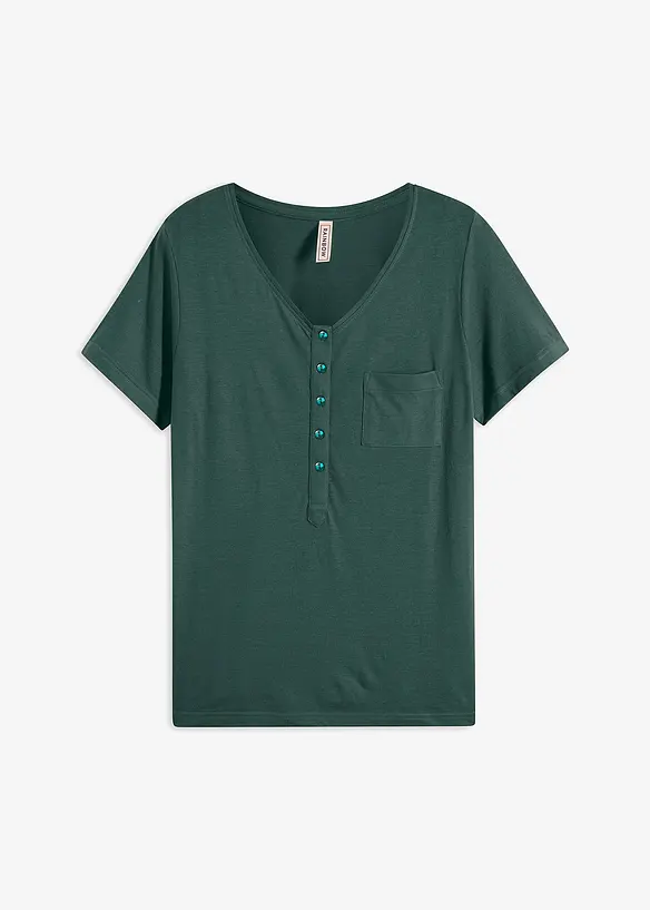 T-Shirt aus Baumwoll-Viskose-Mix in grün von vorne - bonprix