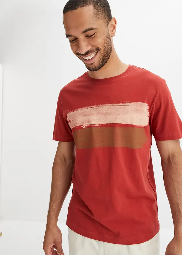 T-Shirt aus reiner Bio-Baumwolle in braun von vorne (im Anschnitt) - bonprix