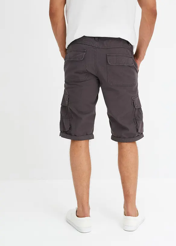 Cargo-Bermuda aus reiner Baumwolle in Regular Fit in grau von hinten - bonprix